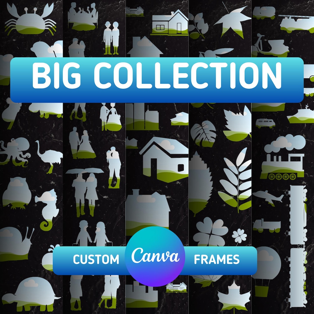 Editable Canva Frames: Animals, Couples, Grunge Ink (digital Download ...