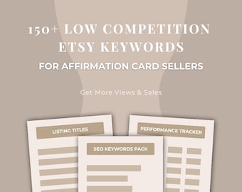 Etsy SEO Keywords for Affirmation Cards | Low Competition Keyword Pack | Etsy Seller Tools | Digital Download