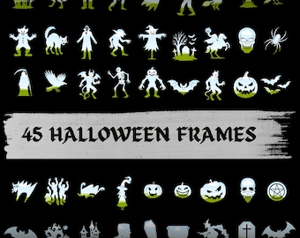 45 Halloween Custom Canva Frames (Digital Download)