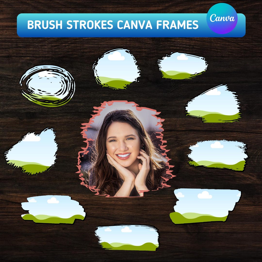 Brush Strokes Custom Canva Frames Bundle: Drag and Drop Reusable Design ...