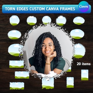 Paquete de marcos de lienzo con bordes rasgados: 20 elementos de diseño con efecto desgastado (descarga digital)