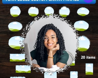 Torn Edges Canva Frames Bundle: 20 Distress Design Elements (Digital Download)