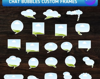 Chat Bubbles Custom Canva Frames Bundle | 22 Items Speech Comic Set | Color Editable Outline