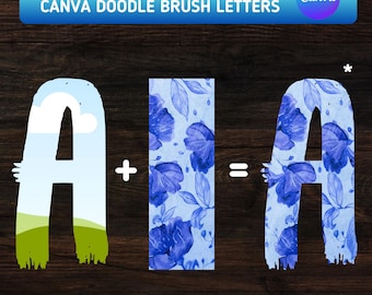 Canva Doodle Alphabet Frames: Brush Stroke PNG Letters (Commercial Use)
