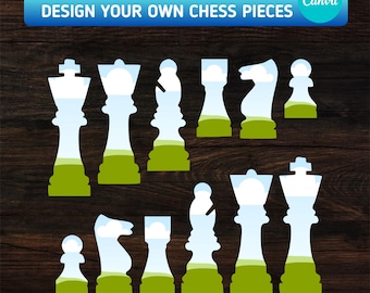Chess Pieces Custom Canva Frames Bundle