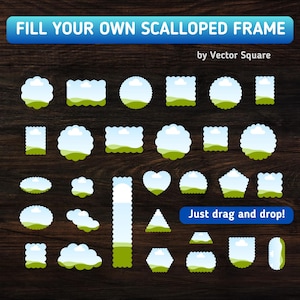 Scalloped Canva Frames Bundle: 37 Custom Frames + 72 Cut Shapes
