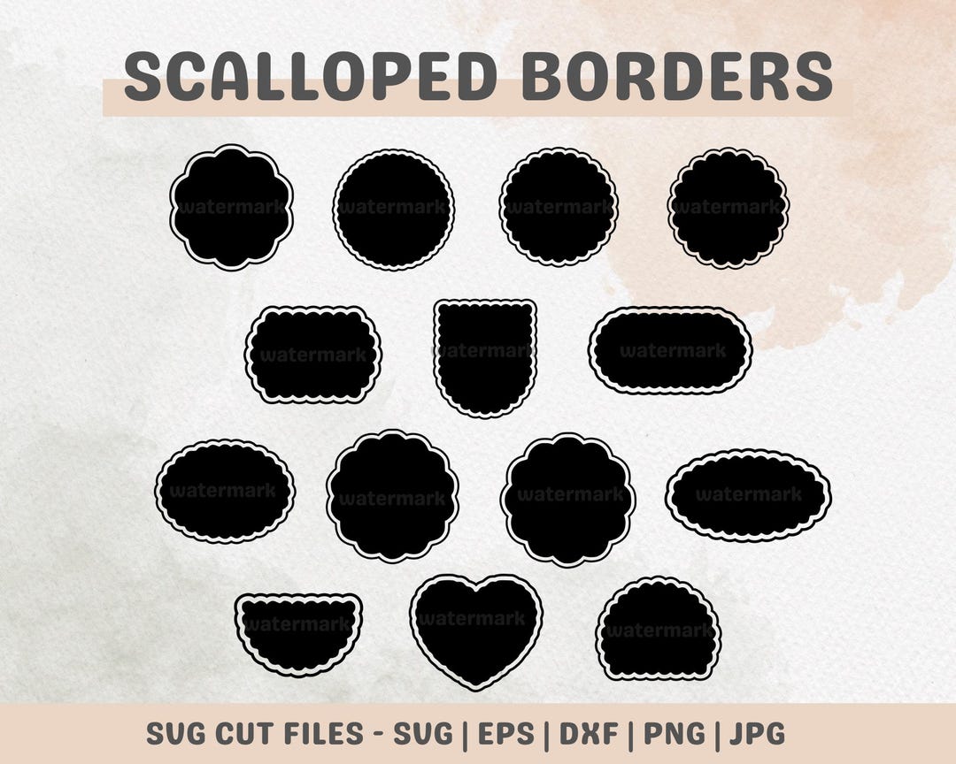 Scalloped Borders SVG Cut Files | Silhouette Cricut Scalloped Shapes ...