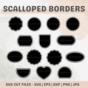 スカラップボーダーSVGカットファイル | Silhouette Cricutスカラップシェイプ | ペーパークラフト | ホームデコレーション | 裁縫＆布プロジェクト | パッケージング