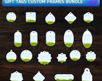 Gift Tags Canva Frames Bundle: Drag and Drop Reusable Design Elements (Digital Template)