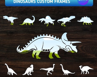 Dinosaurs Custom Canva Frames, Cut Files, Editable Frames Template