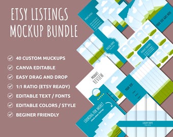 Etsy Listings Mockup Bundle | 40 Square Canva Mockup Templates