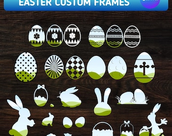 Pacchetto di cornici personalizzate Canva per Pasqua - Facile trascinamento della selezione - Modello di cornici modificabile - Crea il tuo design pasquale fai da te