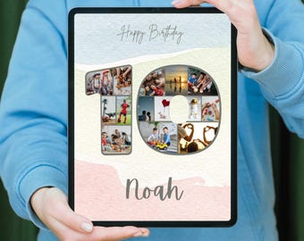 10th Birthday Photo Collage Gift: Custom Canva Template (Digital Download)