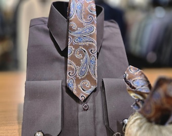 Brown Laydown Collar Dress Shirt: Men's Formal Wear