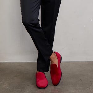 Red Velvet Loafers for Men perfect for Weddings, Proms, Galas, Special Occasions or Everyday Use
