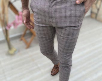 Mauve Checkered Dress Pants: Slim Fit Poly Rayon Blend - Etsy Mauve Checkered Dress Pants: Slim Fit Poly Rayon Blend - Etsy