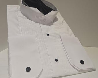 Classic White Tuxedo Shirt: Wingtip Collar, French Cuff Dress Shirt