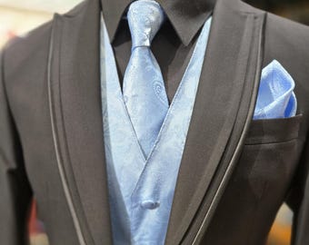 Men’s Paisley Vest Set with Matching Tie & Pocket Square – Elegant Formal Waistcoat Set
