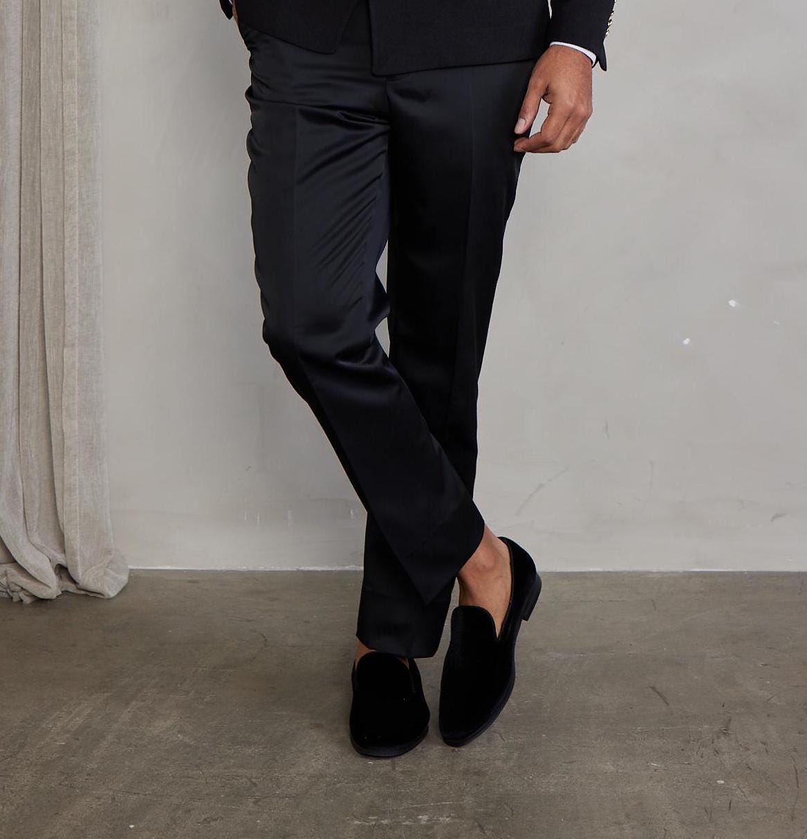 Rye 51 Men\'s Black Velvet Elegant Dress Loafers Size 13 Black Velvet Slip On Loafers Men main image 2