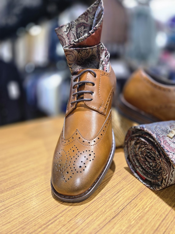 cognac brown dress shoes New Men Cognac Custom Made Formal Oxfords For Men Lace Up Dress Shoes for Men