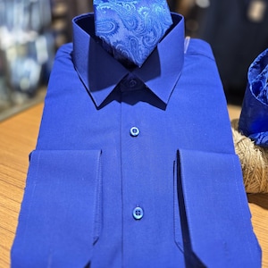 Men in  Laydown Collar Shirt . Color Royal Blue good for Weddings, Galas, Proms, Office, or Everyday Use