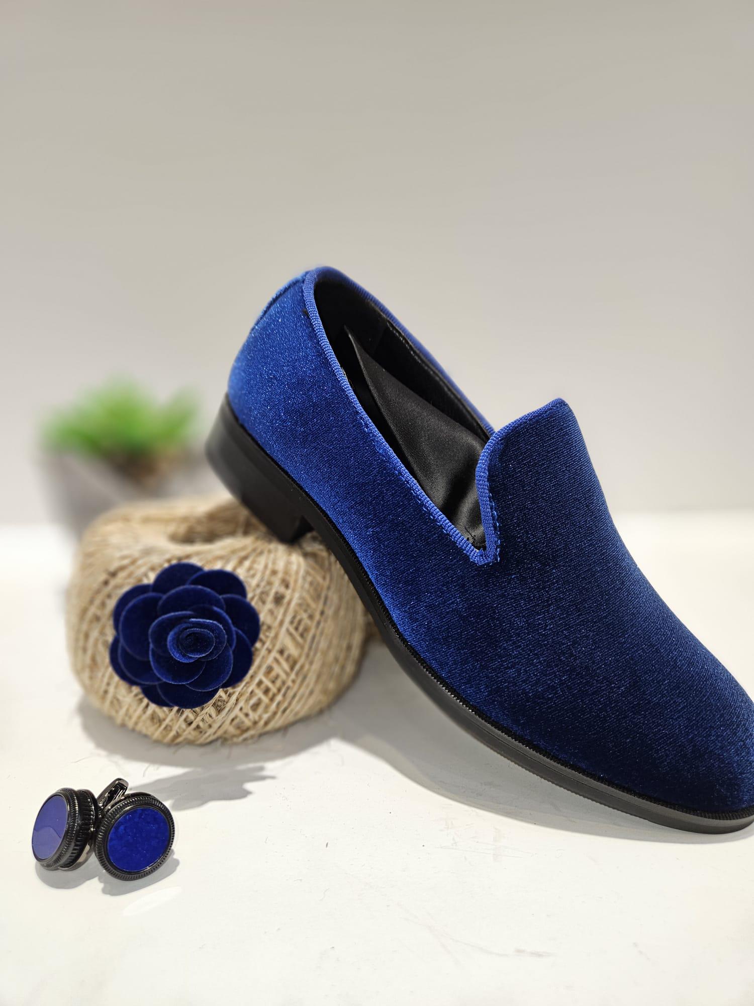 blue velvet dress shoes men SAMPLE