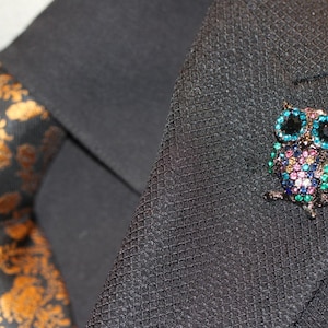 Brooch Lapel Pin -Multicolor owl  (Formal Accessories for weddings, prom, galas or everyday)