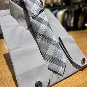 Men in  Laydown Collar Shirt . Color Grey,  good for Weddings, Galas, Proms, Office, or Everyday Use