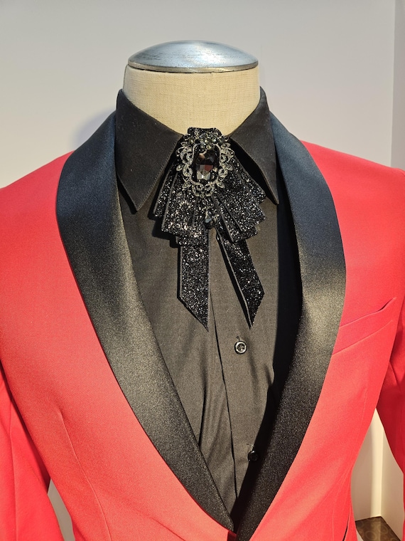 Noeud Papillon Noir à Pois Brillants - Fait Main Style Vintage Années 70 - Neuf Sans étiquette
