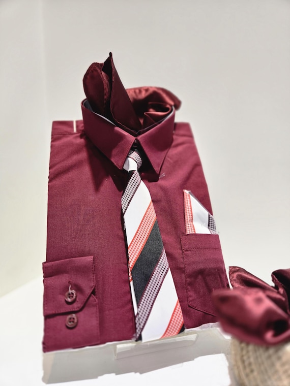 boys burgundy dress shirts Button Down Dress Shirt for Kids Burgundy Color
