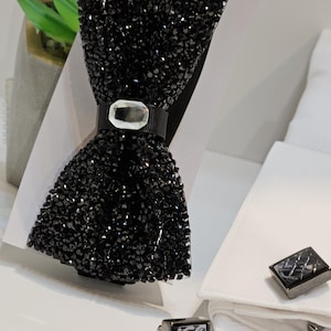 Men&#39;s Bling Bow Tie In Black Rhinestone color Novelty collection