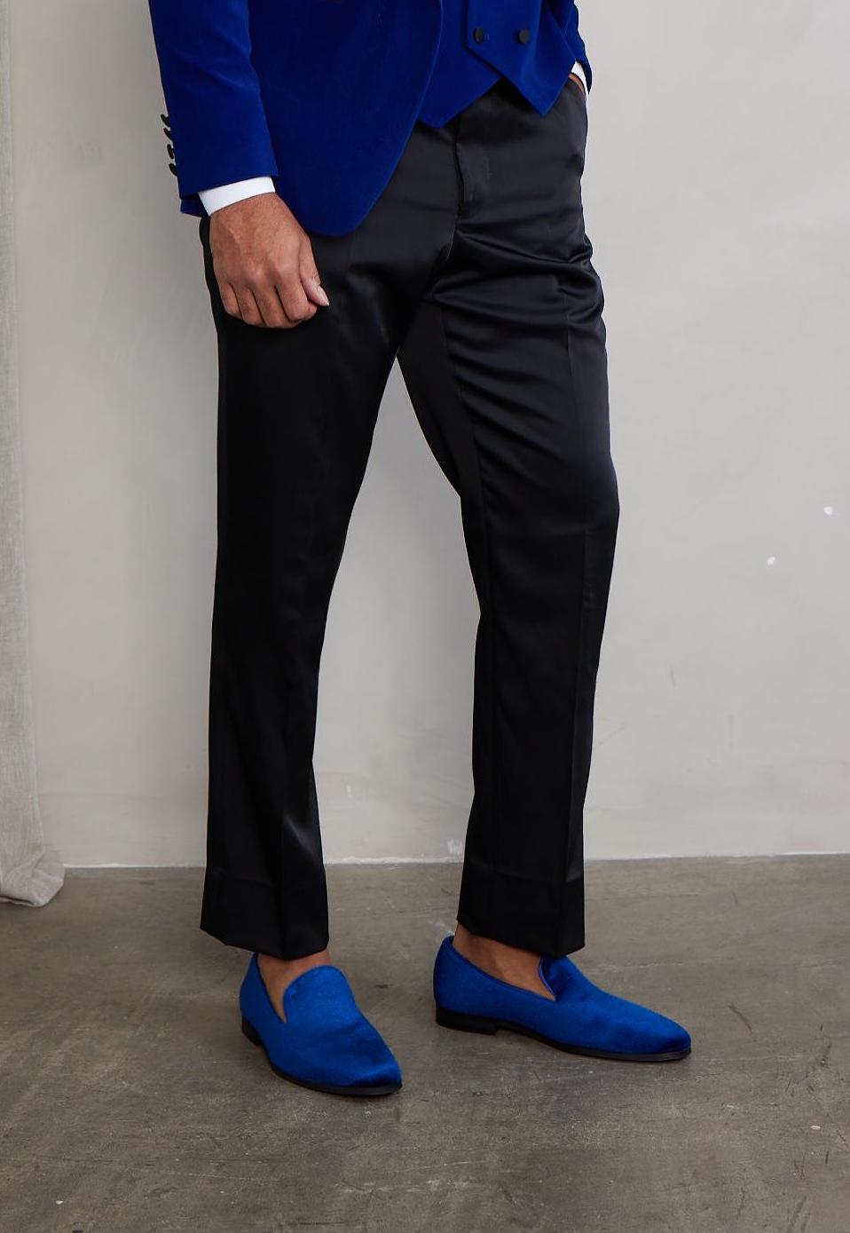 blue velvet dress shoes men Men's Velvet Loafer/Slipper Shoe Plain Navy Blue