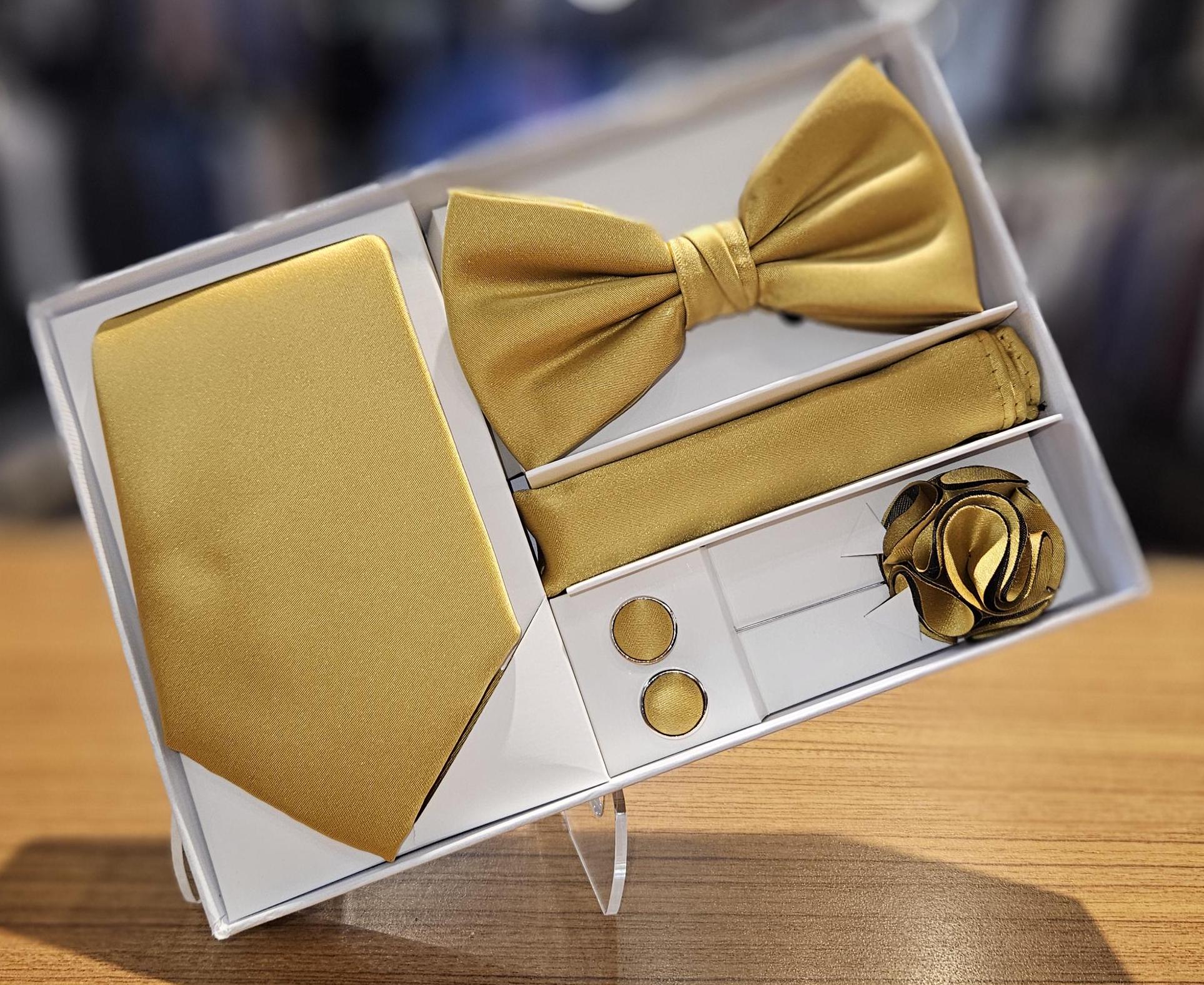 gold lame bow tie