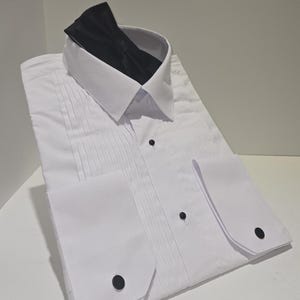 Classic White Tuxedo Shirt for Men Laydown Collar for Weddings, Galas, Proms, Office, or Everyday Use