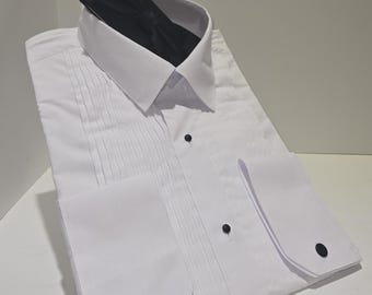 Classic White Tuxedo Shirt for Men Laydown Collar for Weddings, Galas, Proms, Office, or Everyday Use