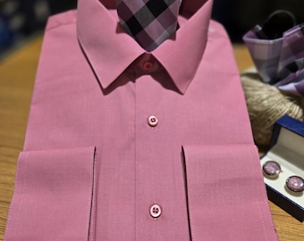 Men in  Laydown Collar Shirt . Color Rose, good for Weddings, Galas, Proms, Office, or Everyday Use