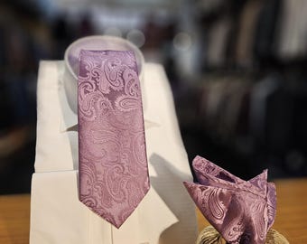 Necktie Set paisley  Texture ( Mauve) for weddings, proms, formal dates, performances and even everyday use.