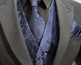 Set paisleyhemden met bijpassende stropdas en pochet voor heren – set elegante formele gilets