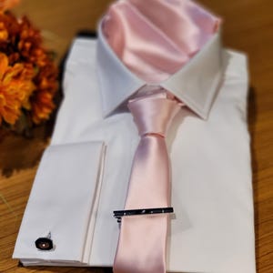 Dusty Pink Necktie Set: Microfabric Tie and Pocket Square