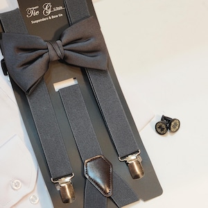 Men&#39;s Black color Suspender & Bowtie set  ( Y- Back and Adjustable elastic )
