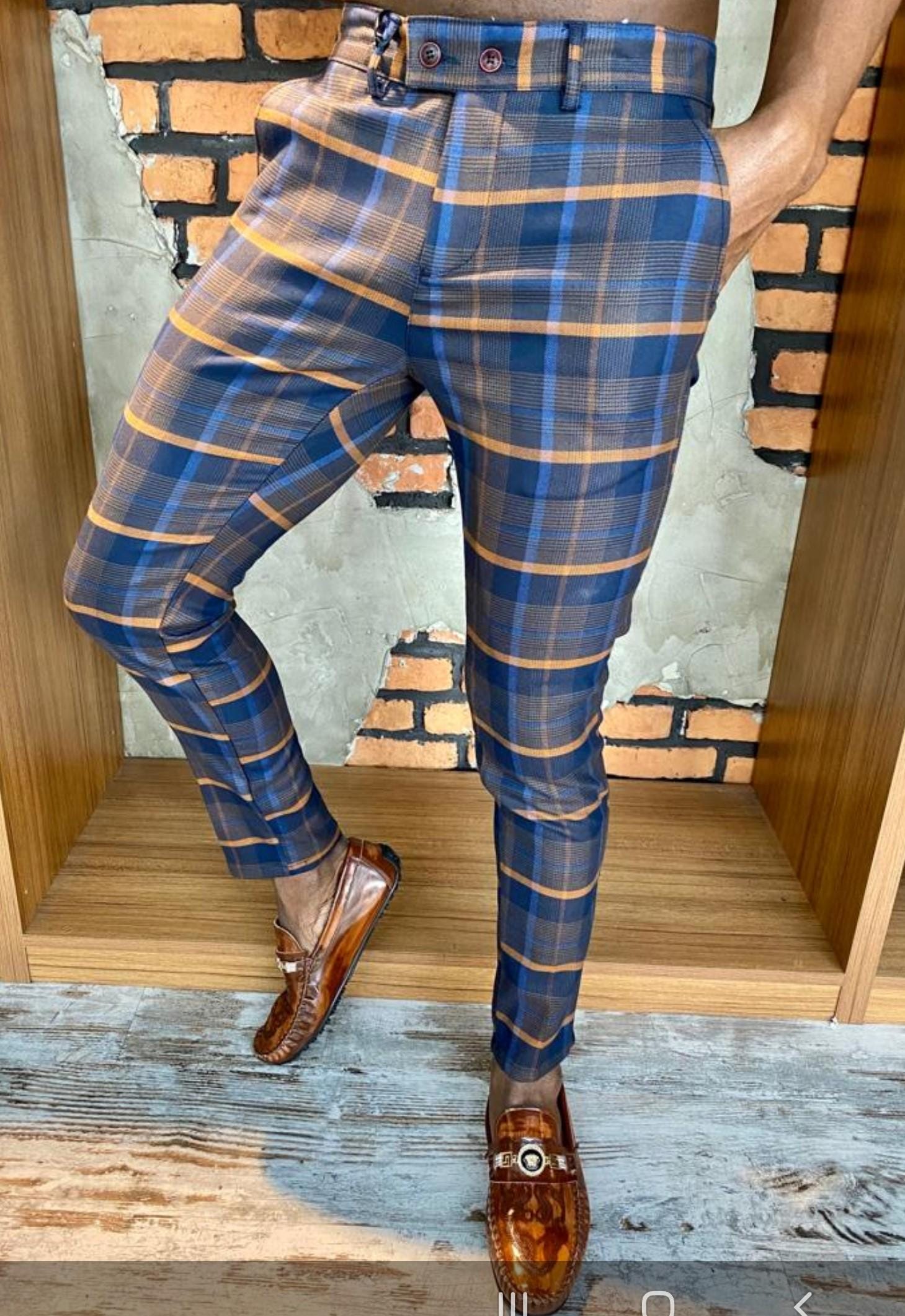 blue checkered dress pants A Line Tea Length Prom Dresses Dusty Blue Wedding Guest Dress SD1205 –  Viniodress main image 1