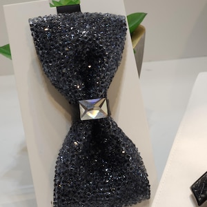 Men&#39;s Bling   Bow Tie  In Navy  Rhinestone color Novelty collection
