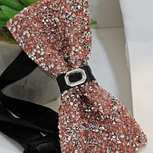 Men&#39;s Bling   Bow Tie  In Blush Rhinestone color Novelty collection