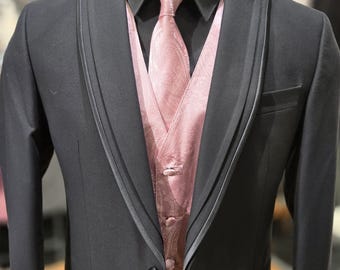 Herren Paisley-Westen-Set mit passender Krawatte und Einstecktuch - Elegantes formelles Westen-Set