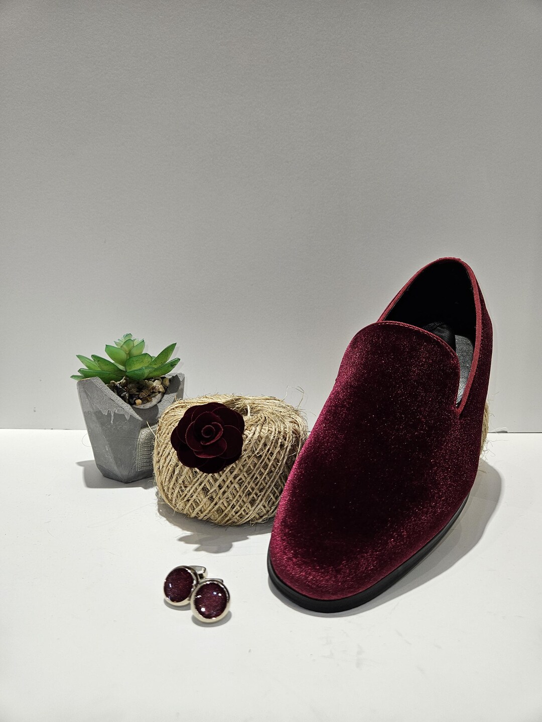 Burgundy Velvet Loafers for Men: Slip-On Dress Shoes Burgundy Velvet Loafers for Men: Slip-On Dress Shoes