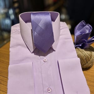 Men in  Laydown Collar Shirt  , Color Lilac  good for Weddings, Galas, Proms, Office, or Everyday Use
