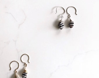 Handmade Earrings / Seashell Earrings / Sterling Silver Earrings / Wire Wrapped Earrings / Silver Dangle Earrings / Handmade Jewelry