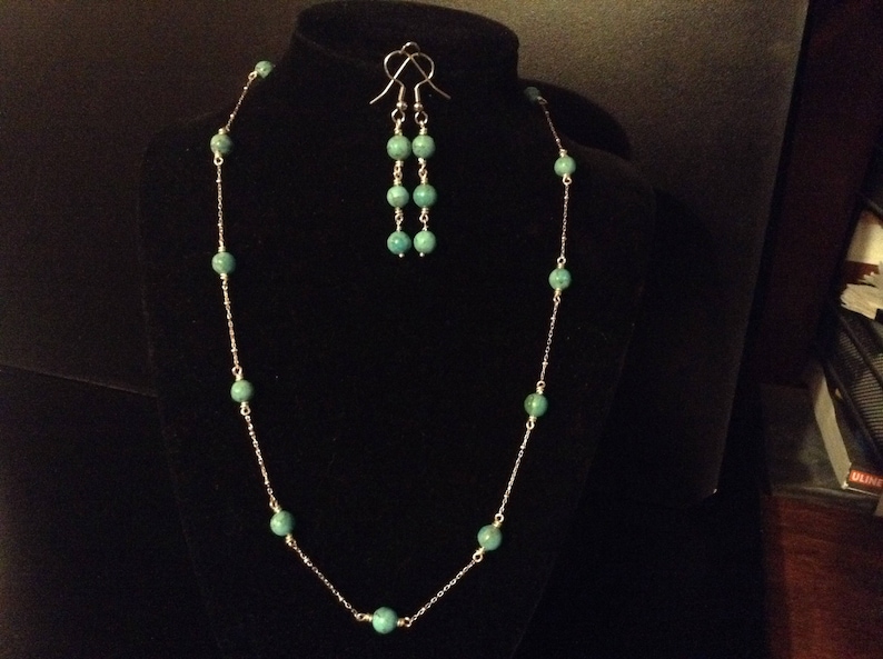Anhui Turquoise Station Necklace and Earring Set