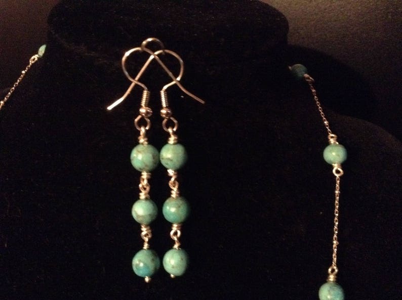 Anhui Turquoise Station Necklace and Earring Set