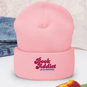 Book Addict Embroidered Beanie: Cozy Reader&#39;s Knit Hat